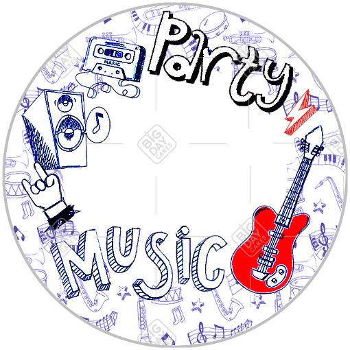 Music party round frame