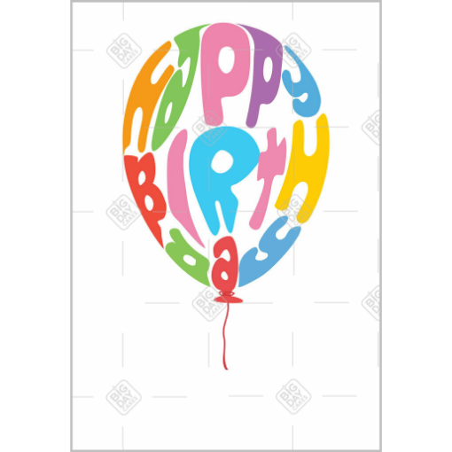 Happy Birthday balloon topper - portrait