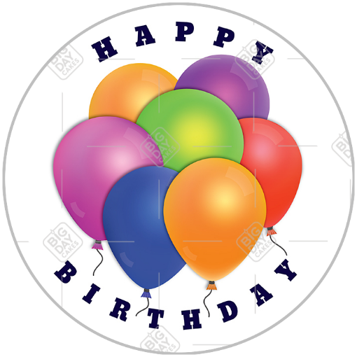 Happy Birthday balloons topper - round