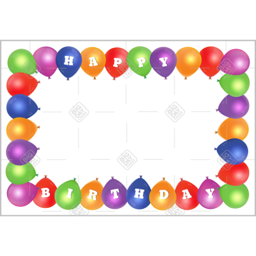 Happy Birthday balloons frame - landscape