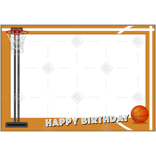 Happy Birthday Basketball hoop frame - landscape