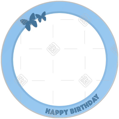 Happy birthday simple blue butterflies frame - round
