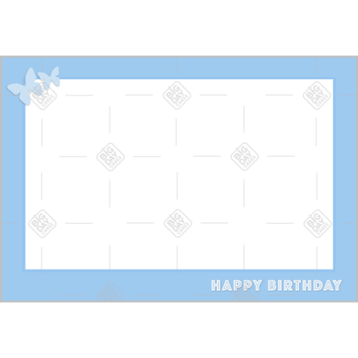 Happy birthday simple butterflies white message frame - landscape