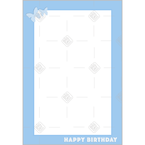 Happy birthday simple butterflies white message frame - portrait
