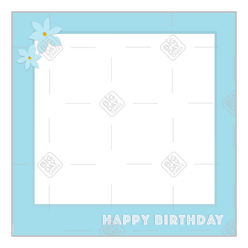 Happy birthday simple flowers frame - square