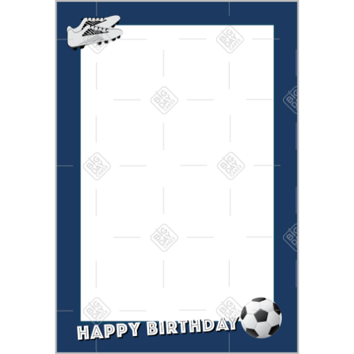 Happy Birthday Football blue frame - portrait