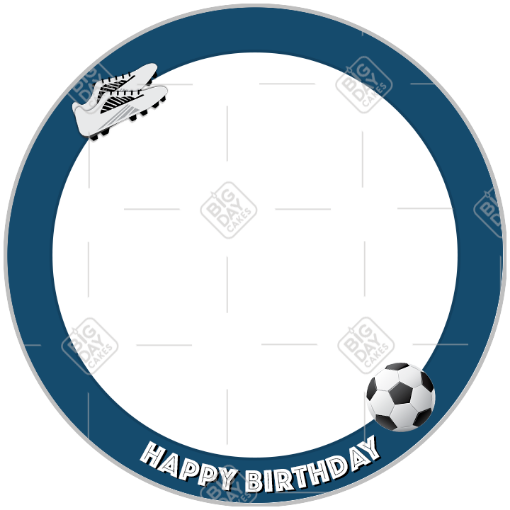 Happy Birthday Football blue frame - round