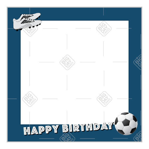 Happy Birthday Football blue frame - square