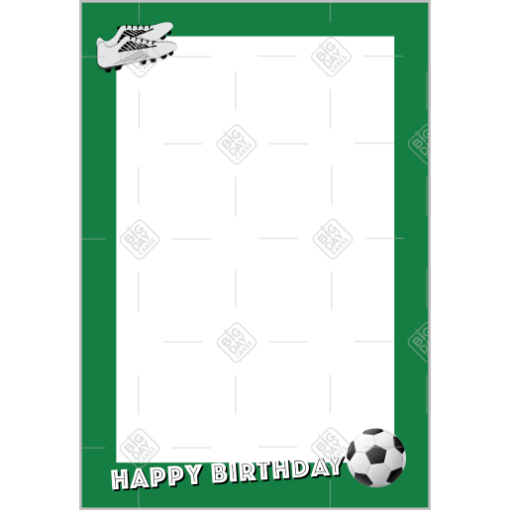 Happy Birthday Football green frame - portrait