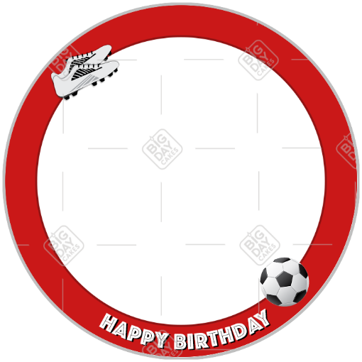 Happy Birthday Football red frame - round