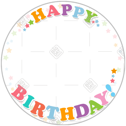 Happy Birthday stars frame - round