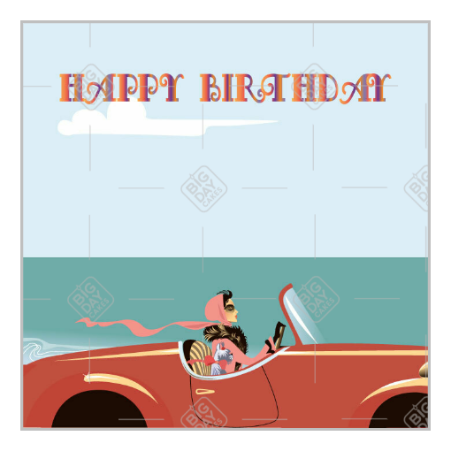 Happy Birthday lady in a convertible topper - square