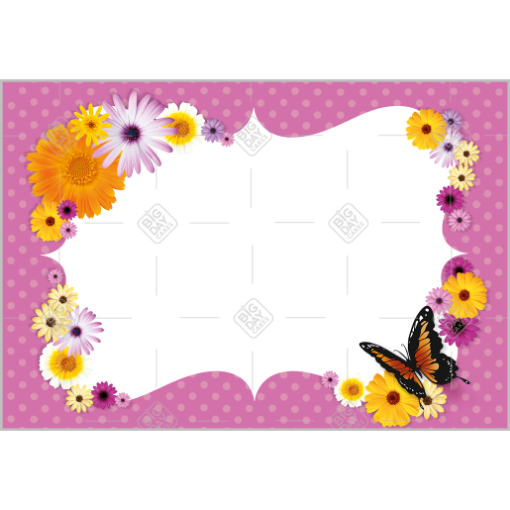 Butterflies and flowers frame - landscape