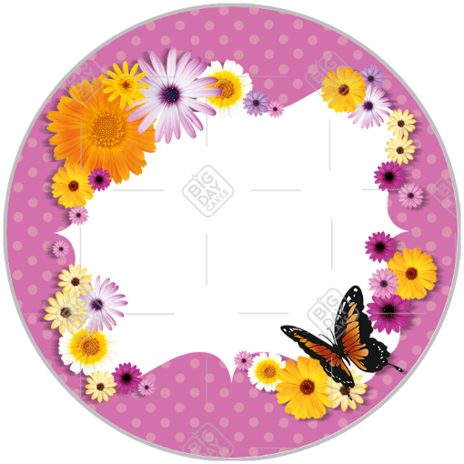 Butterflies and flowers frame - round