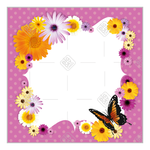 Butterflies and flowers frame - square