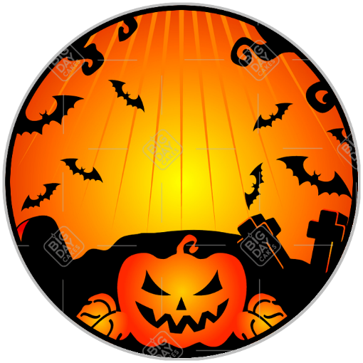 Halloween bats and pumpkin topper - round