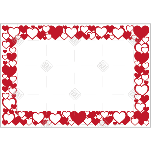 Love hearts red and white frame - landscape