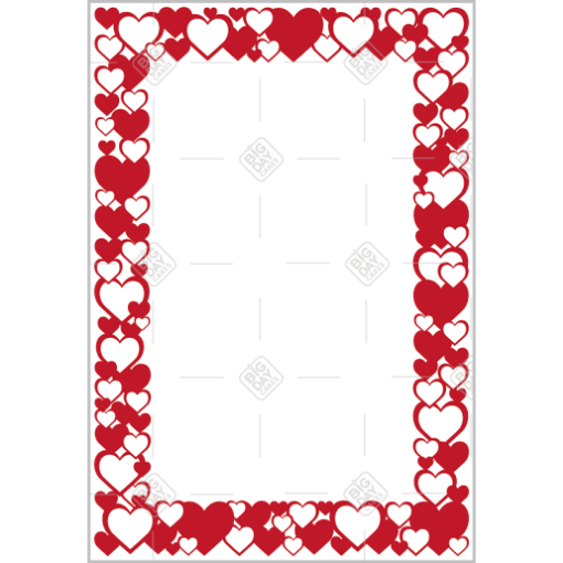 Love hearts red and white frame - portrait