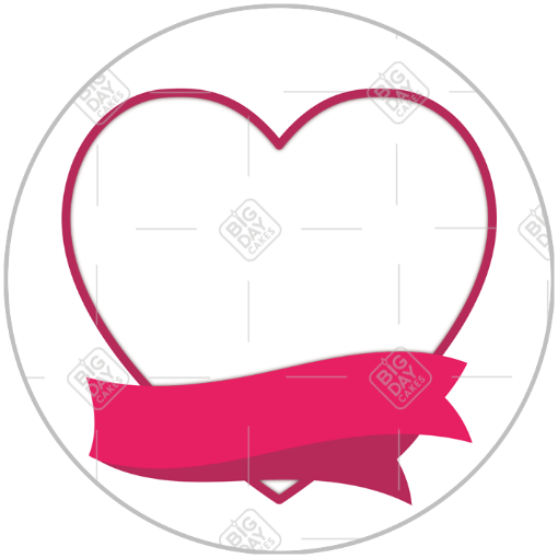 Pink heart with banner frame - round