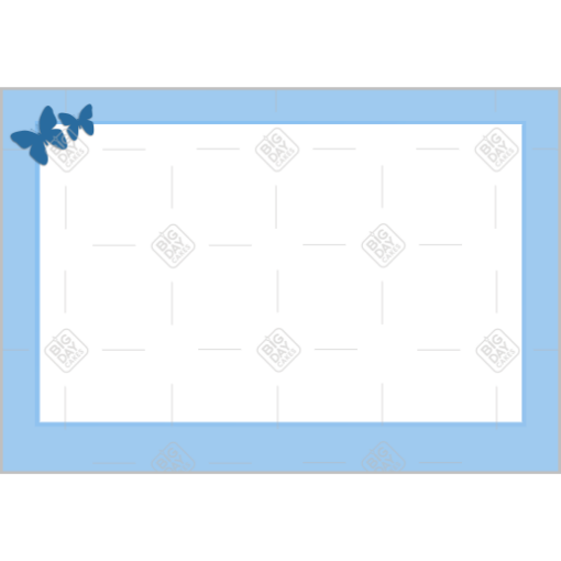 Simple blue frame with blue butterflies frame - landscape