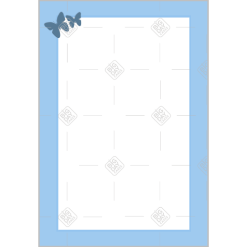 Simple blue frame with blue butterflies frame - portrait