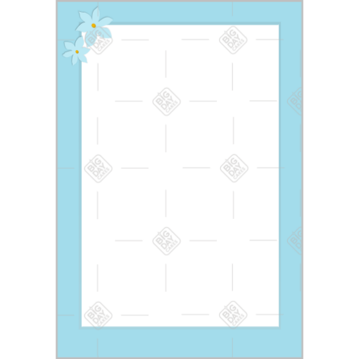 Simple light blue frame with flowers frame - portrait