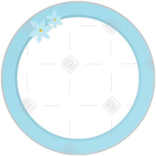 Simple light blue frame with flowers frame - round