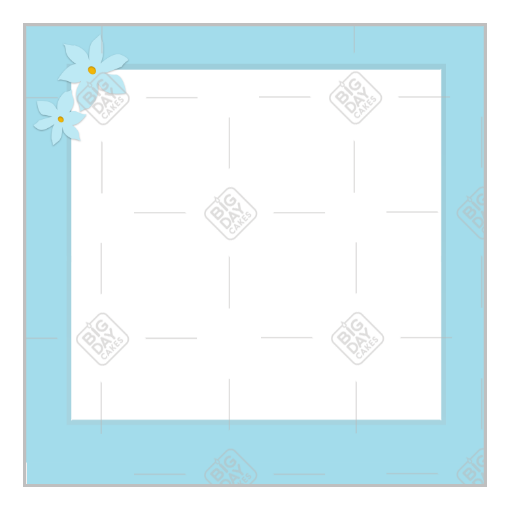 Simple light blue frame with flowers frame - square
