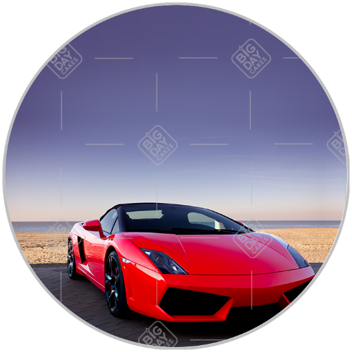 Red sports car topper - round