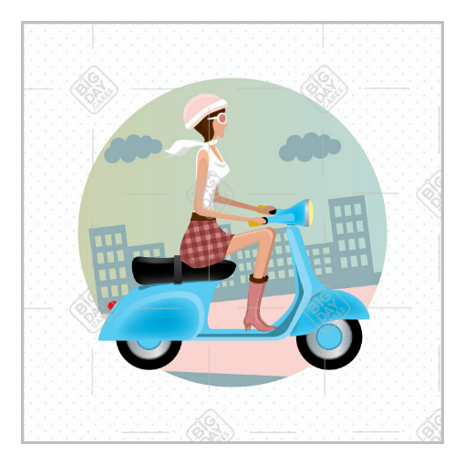 Lady on a scooter topper - square