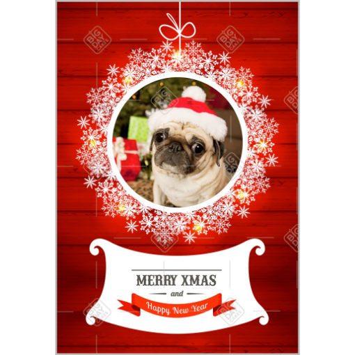 Pug in a bauble topper - portrait