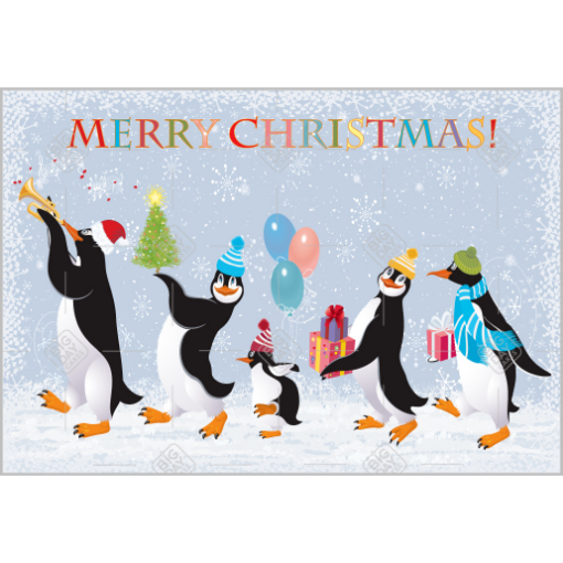 Christmas penguins topper - landscape