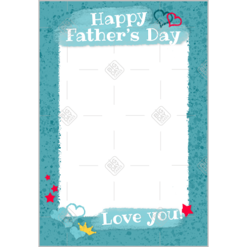 Fathers Day love you blue frame - portrait