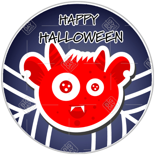 Happy Halloween Monster topper - round