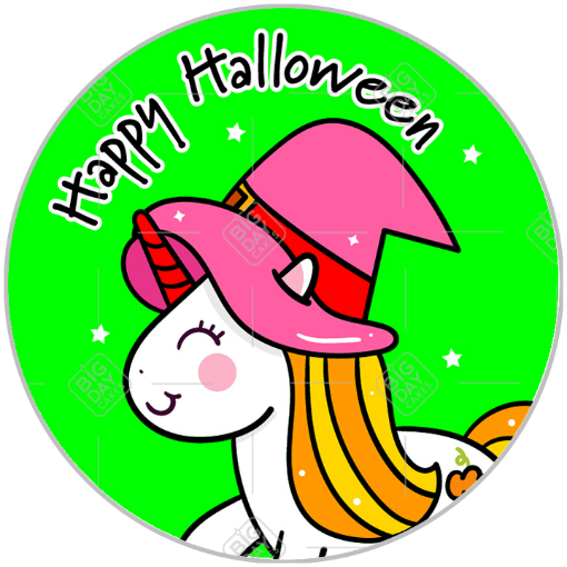 Halloween unicorn topper - round