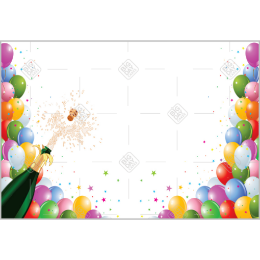 Champagne and balloons topper - landscape