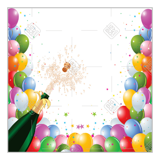 Champagne and balloons topper - square