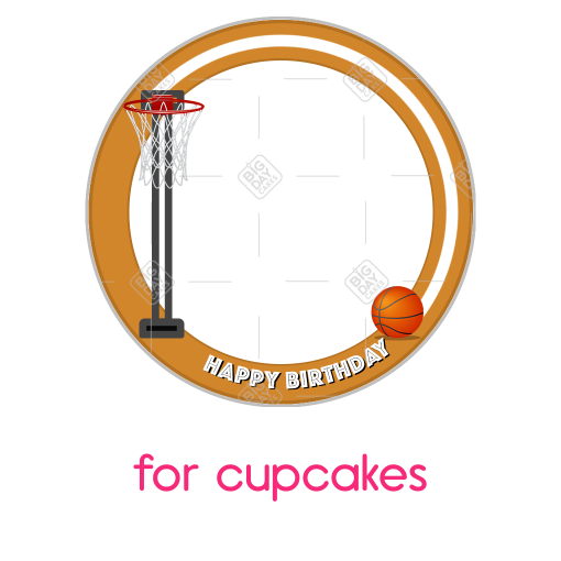 Happy Birthday Basketball hoop frame - cupcake