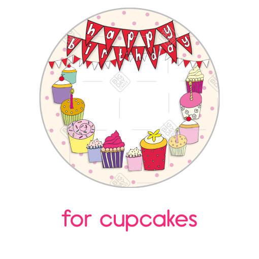 Birthday bunting and frame - cupcake - cupcake
