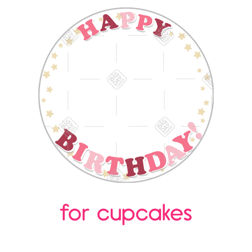 Happy Birthday pink stars frame - cupcake