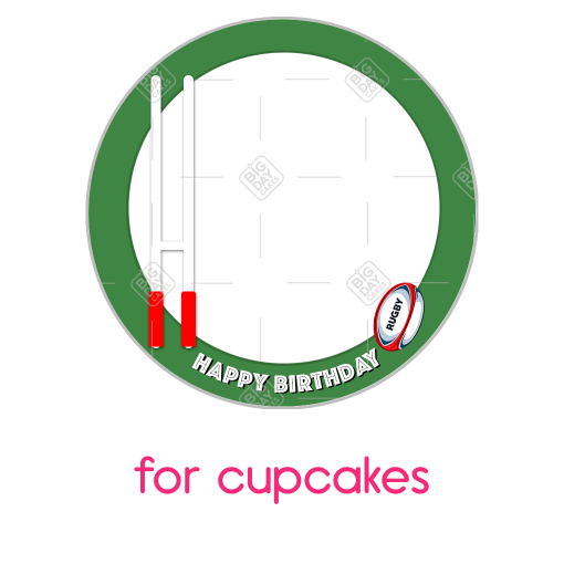 Happy Birthday Rugby frame - cupcake