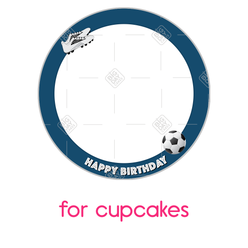 Happy Birthday Football dark blue frame - cupcake