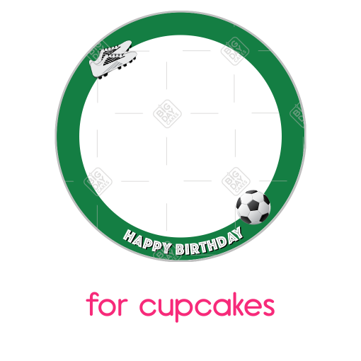 Happy Birthday Football green frame - cupcake