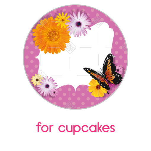 Butterflies and flowers frame - cupcake