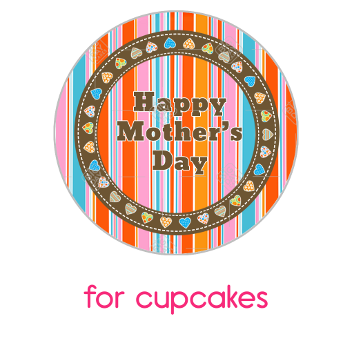 Mothers Day stripey topper - cupcake