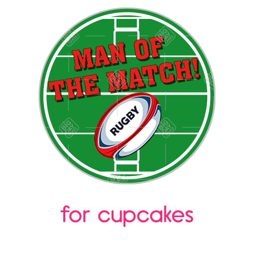 Rugby Man of the Match topper - cupcake