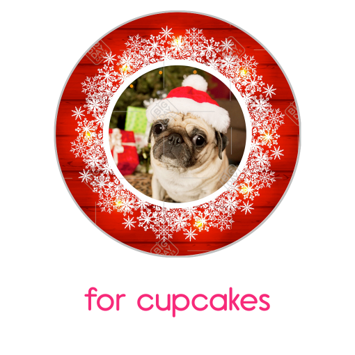 Pug in a bauble topper - cupcake