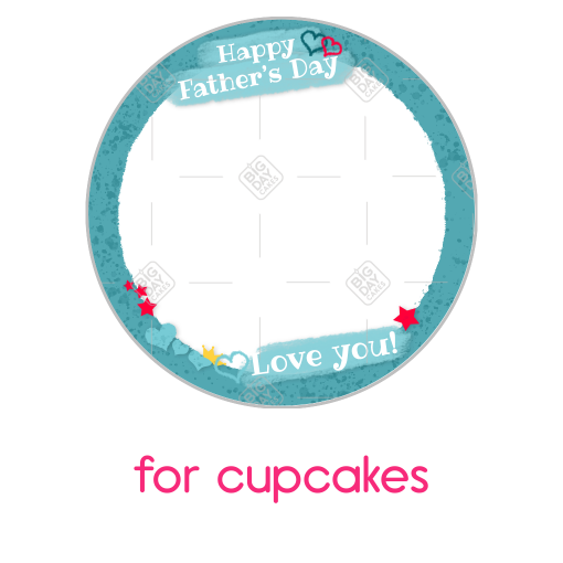 Fathers Day love you blue frame - cupcake