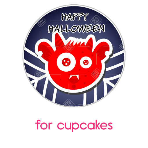 Happy Halloween Monster topper - cupcake