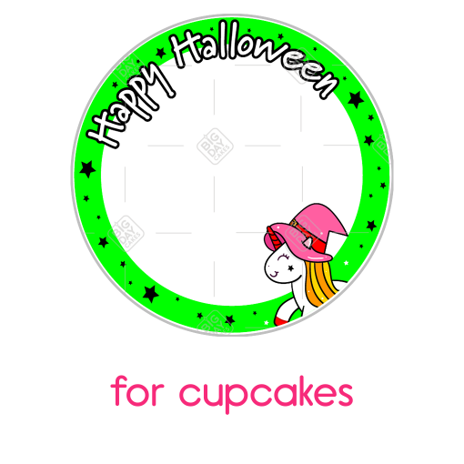 Happy Halloween unicorn frame - cupcakes